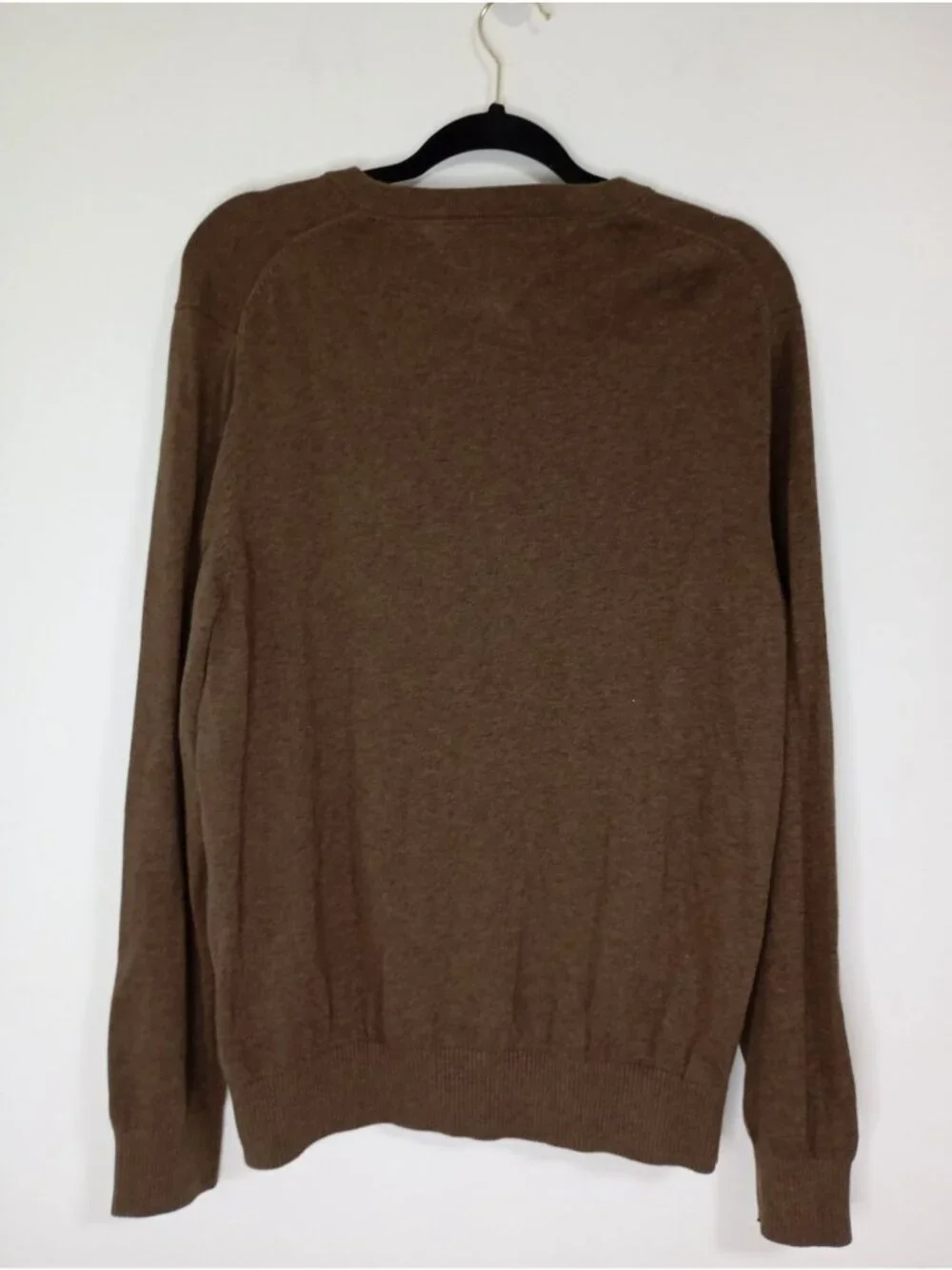 Tommy Hilfiger Sweater Mens Size L Brown V-Neck Long-Sleeve 100% Cotton